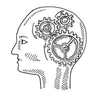 Head Side View Brain Gears Drawing