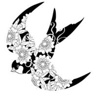 Swallow doodle on white background