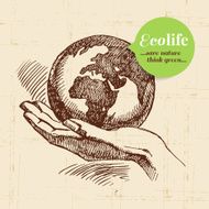 Sketch ecology vintage background Hand drawn vector illustratio N12