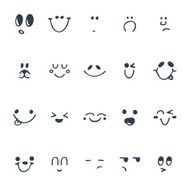 Set of hand drawn funny faces Happy faces N2