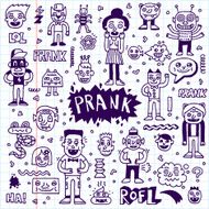 Prank Doodle Set Wacky Funny Characters Vector Hand Drawn Illustration N2