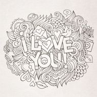 I Love You hand lettering and doodles elements N2