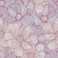 Doodle style flowers seamless pattern Floral textile background Fashionable doodle