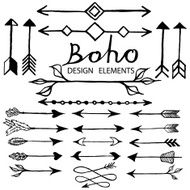 Boho doodle design elements