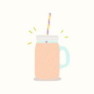 Vector hand drawn smoothie jar with handle