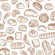 Hand drawn bakery doodles vector seamless pattern N2