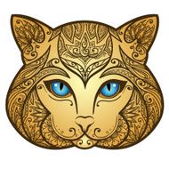 Vector Gold Abstract Cat Illustration