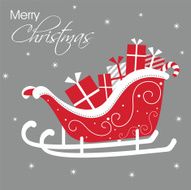Luxury Christmas Card with Santa Sleigh - Illustration