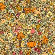 Thanksgiving autumn symbols food and drinks seamless pattern N5