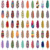 Patterned Colorful Feathers Vector
