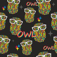 Seamless pattern with hipster owls
