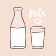 Milk in a glass bottle Glass of milk