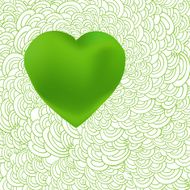 Green heart at waves of love