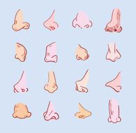 Cartoon nose set vector illustration