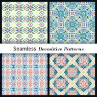Set of seamless geometric patterns design elements collection vector colorful N4