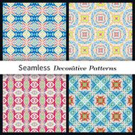 Set of seamless geometric patterns design elements collection vector colorful N5