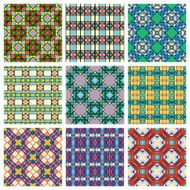 Set of seamless geometric patterns design elements collection vector colorful N6