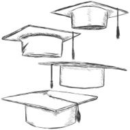 Vector Set of Sketch Academic Hats