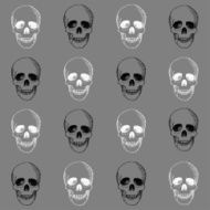 Hand drawn pattern with skulls