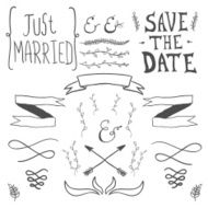 Wedding hand drawn doodles design elements N3