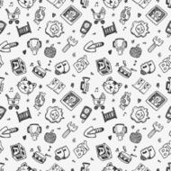 seamless doodle baby pattern background N42