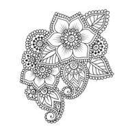 Hand-Drawn Abstract Henna Mehndi Flower Ornament N4