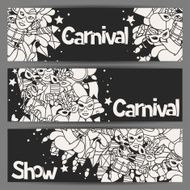 Carnival show banners with doodle icons and objects N3