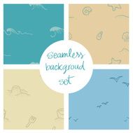 Beach and sea seamless background set