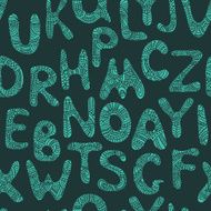 Seamless pattern with hand drawn funny letters