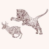 Tiger and antelope