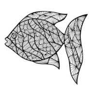 Stylized vector fish zentangle N2