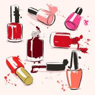 Hand drawing vector illustration with nail polish