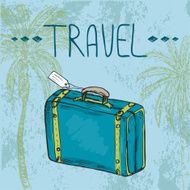 Template with hand drawn suitcase