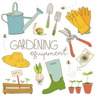 Gardening equipment color illustration