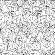 Vector Seamless Monochrome Floral Pattern N225