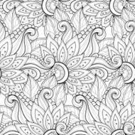 Vector Seamless Monochrome Floral Pattern N225