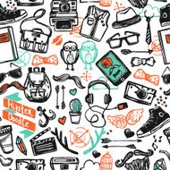 Hipster Sketch Seamless Pattern