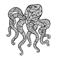 Stylized vector octopus zentangle