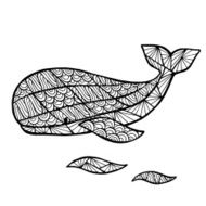 Stylized vector whale zentangle