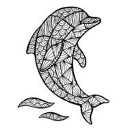 Stylized vector Dolphin zentangle