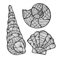 Stylized vector shell zentangle N2