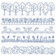 Set hand drawn nature border N2