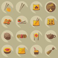 Flat concept set modern design a unique collection of sushi N2
