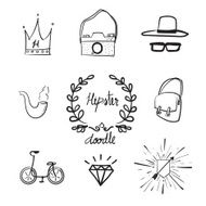 Vector Doodle hipster object set