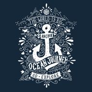 Hand drawn vintage label with an anchor and lettering N2