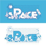 Space Flat Illustration with typographic