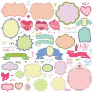 Doodle colored labels badges decor element Love