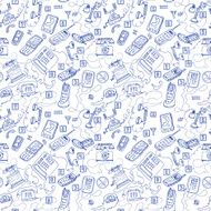hand drawn telephones seamless pattern N3