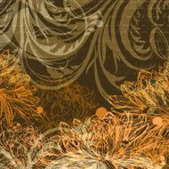 Autumn handdrawn background with chrysanthemum flowers