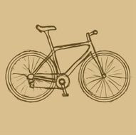 Hand drawn bicycle on the brown background Vector image